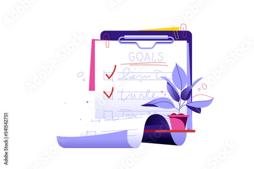 Goals or checklist, checkbox with red check marks
