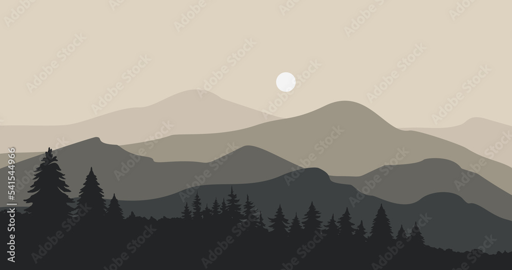 gray gradient forest mountain background