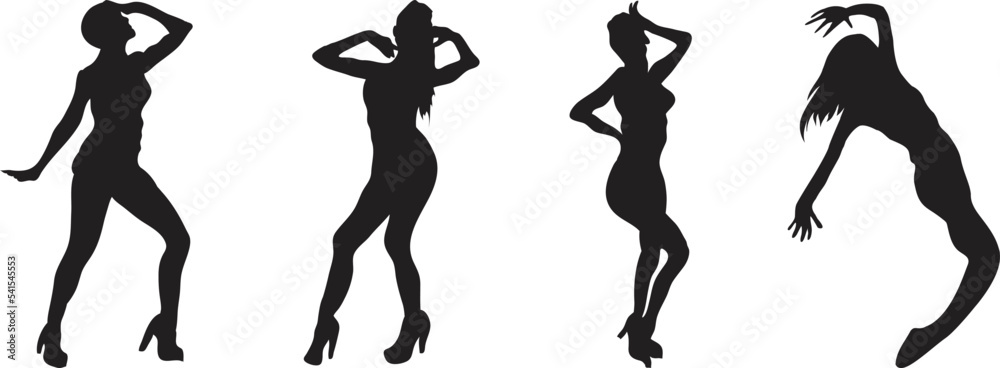 A vector collection of club girls dancing