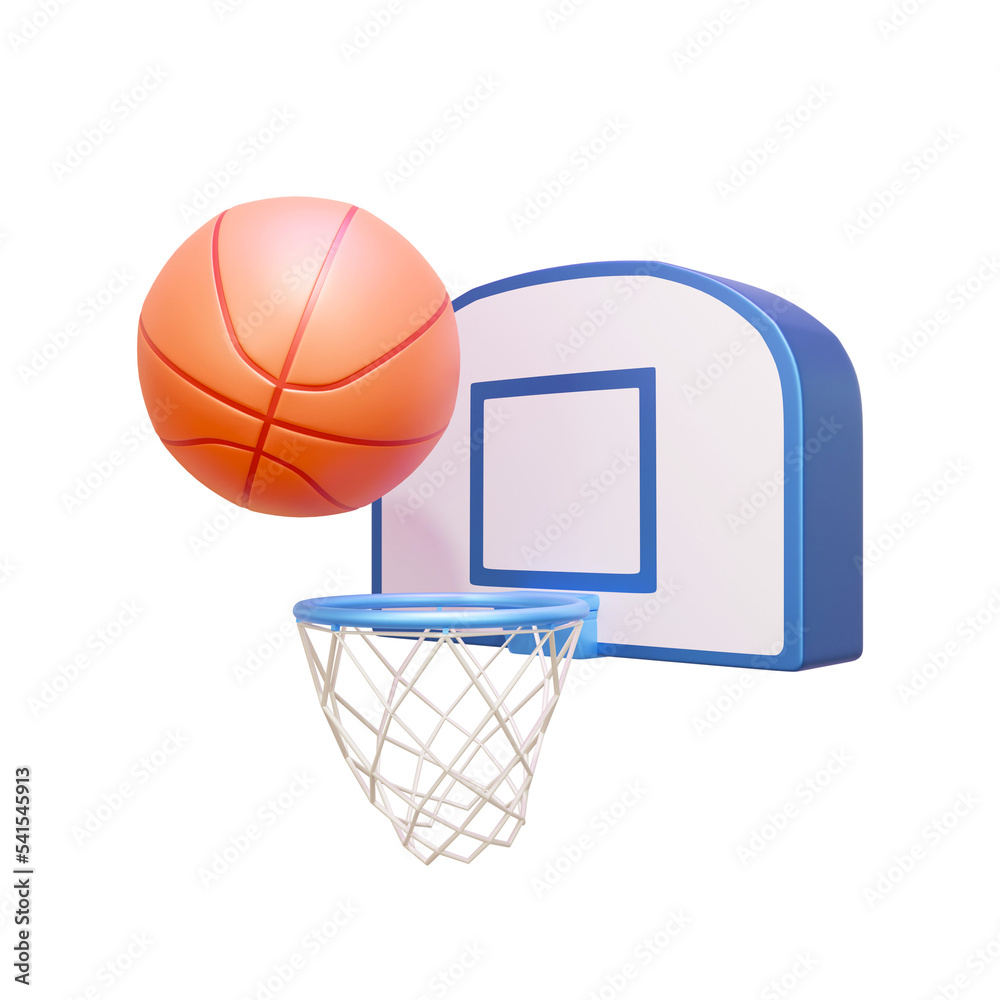 Basketball elements set 3d rendering illustration Basketball elements set 3d rendering illustration
