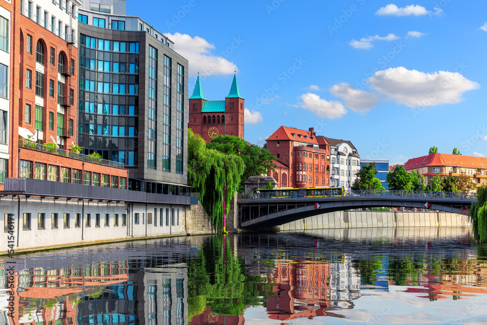 Beautiful classic architecture of the central Berlin by the bridge over Spree, Germany
