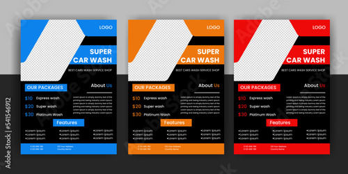 Creative Car Wash Flyer set, Abstract design carwash flyer bundle, Car Detailing, Auto Detailing Flyer, Car Wash poster templates