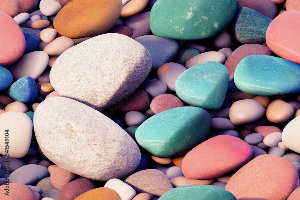 Seamless pattern of colorful stones, pebbles. 3d illustration. Repeatable background, backdrop. Seamless pattern of colorful stones, pebbles. 3d illustration. Repeatable background, backdrop.