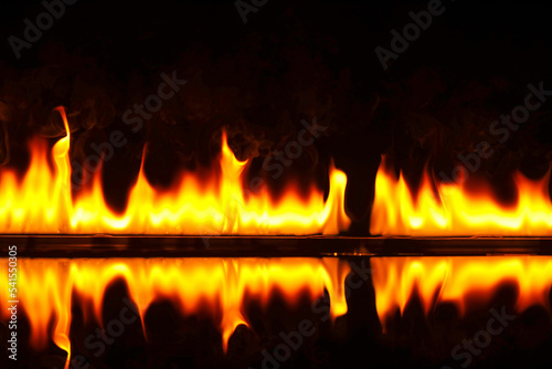 Burning flame on black back...
