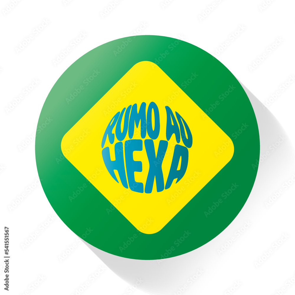 Rumo ao hexa vetor conceito com sombra bandeira do Brasil copa do mundo