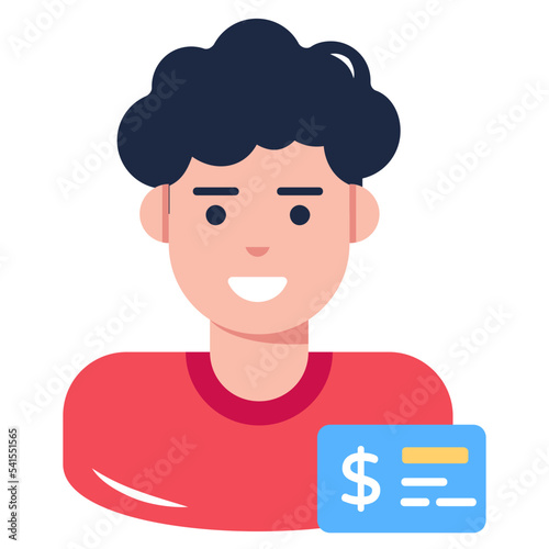 A flat icon of card user 