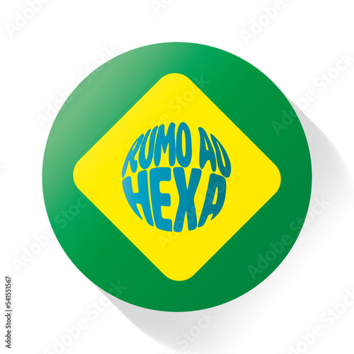Rumo ao hexa vetor conceito com sombra bandeira do Brasil copa do mundo