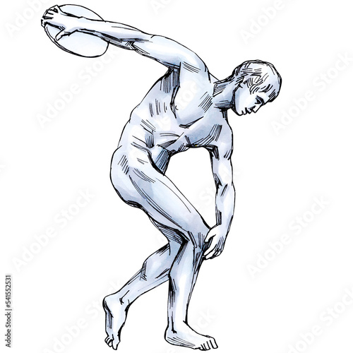 Tablou pe pânză Hand drawn illustration of discus thrower