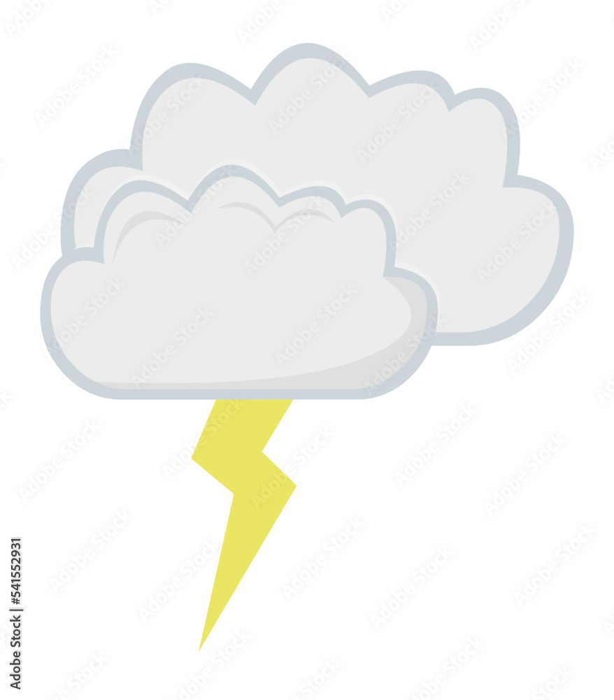 vector illustration of cloud icon with a thunder or lightning