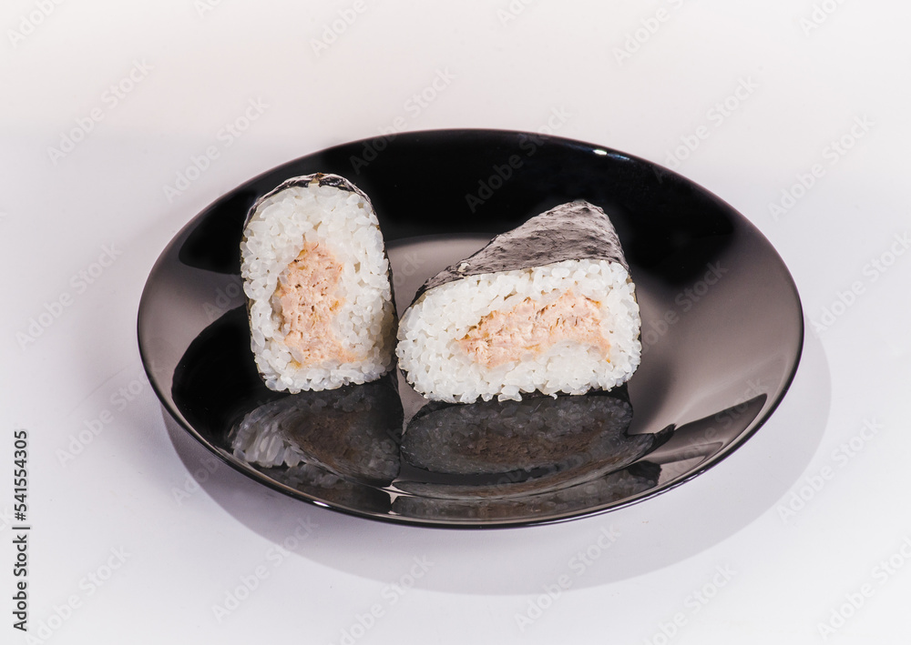 Korean triangle kimbap Samgak made with nori, rice and tuna fish