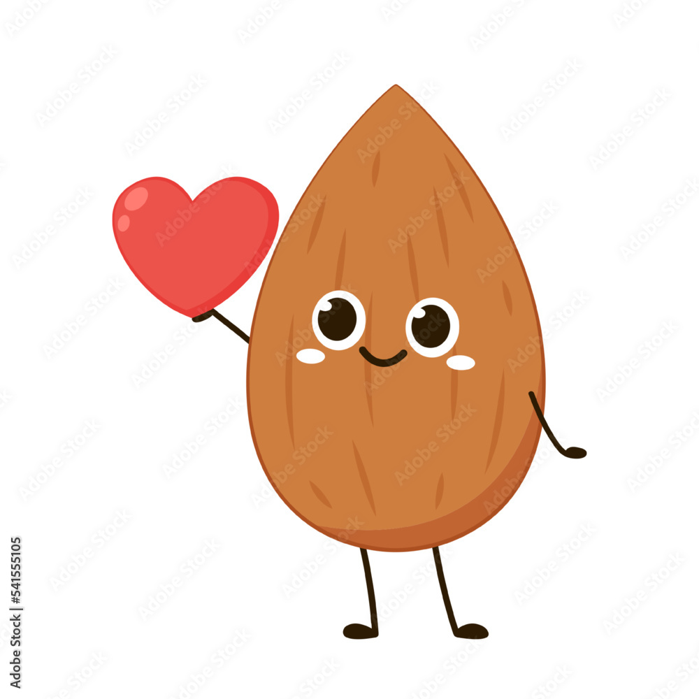 Almond vector. Almond character design. Almond on white background. Almond vector. Almond character design. Almond on white background.