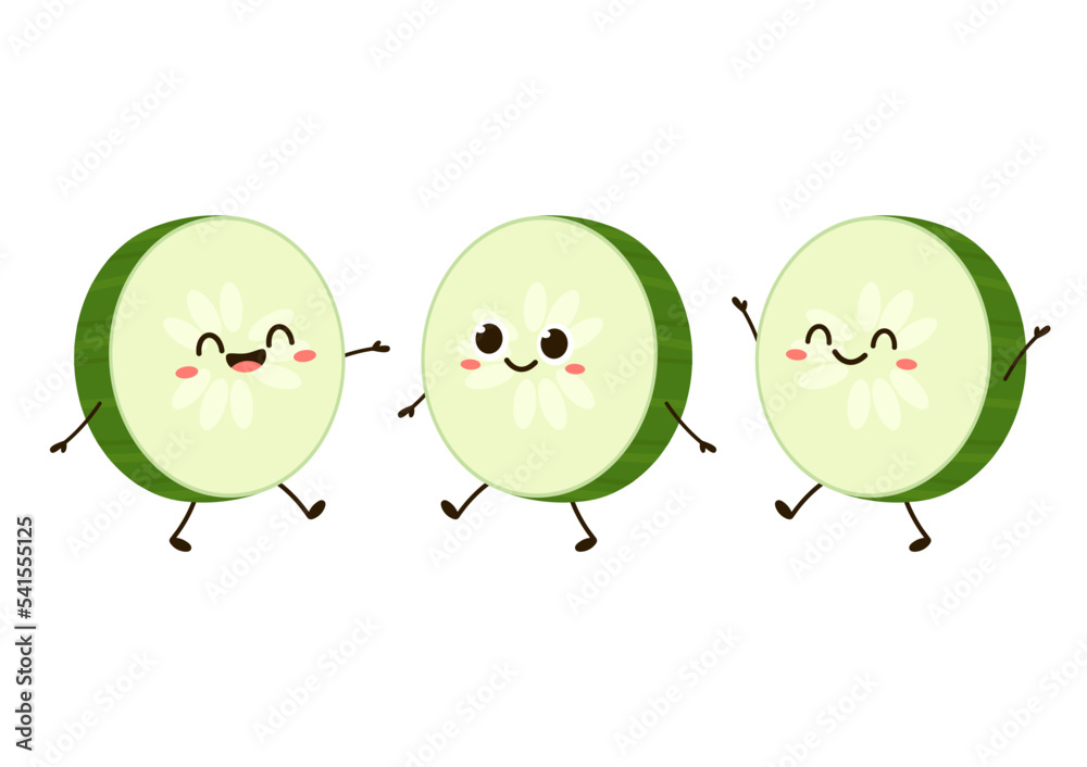 Cucumber. Cute cartoon vegetable vector character isolated on white background. Cucumber mascot. Cucumber. Cute cartoon vegetable vector character isolated on white background. Cucumber mascot.