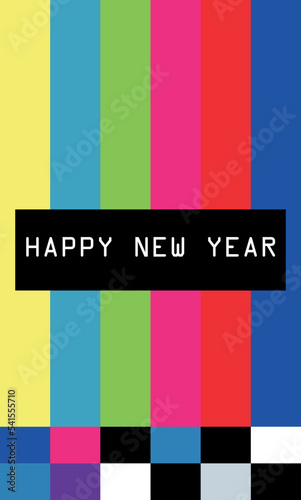 tv card with Happy new year lettering . Vector illustration