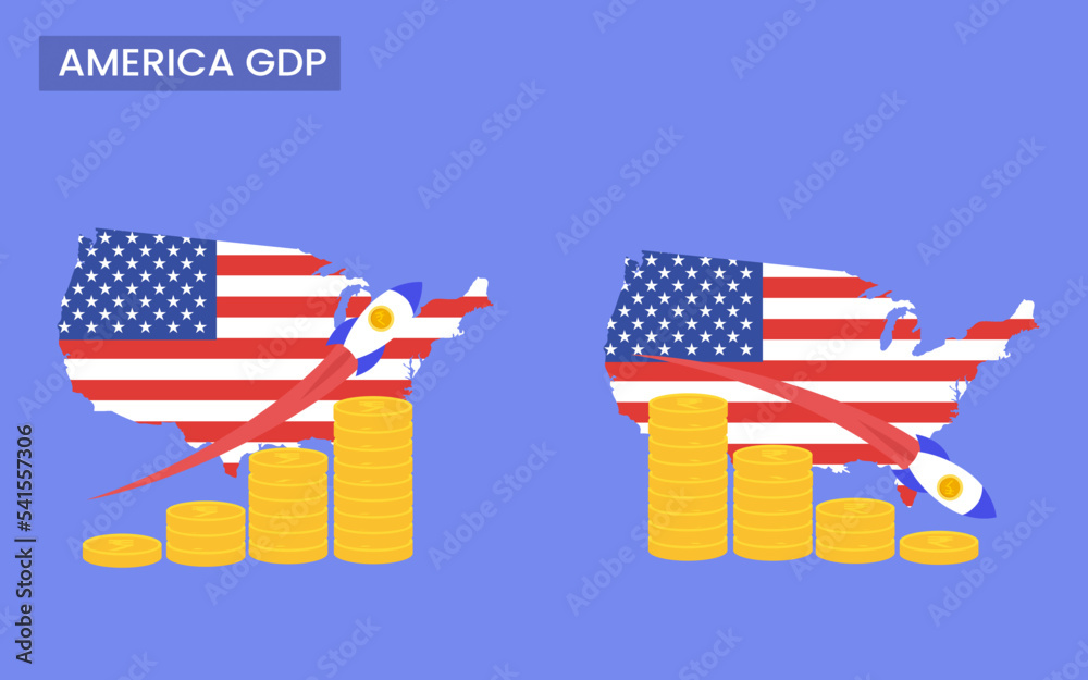America Country GDP increase and decrease growth rates. gross domestic