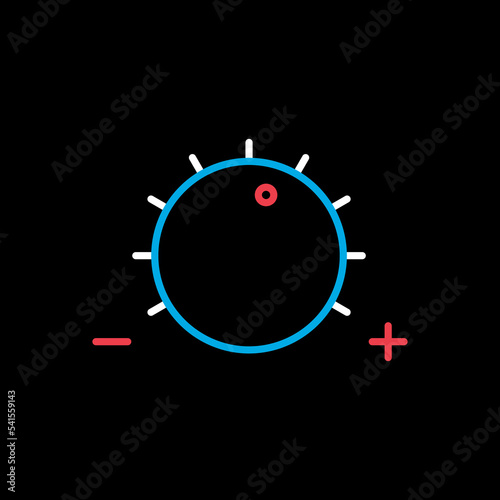 Volume knob vector on black background icon