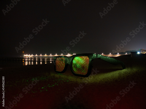 lights on the beach on sunglasses