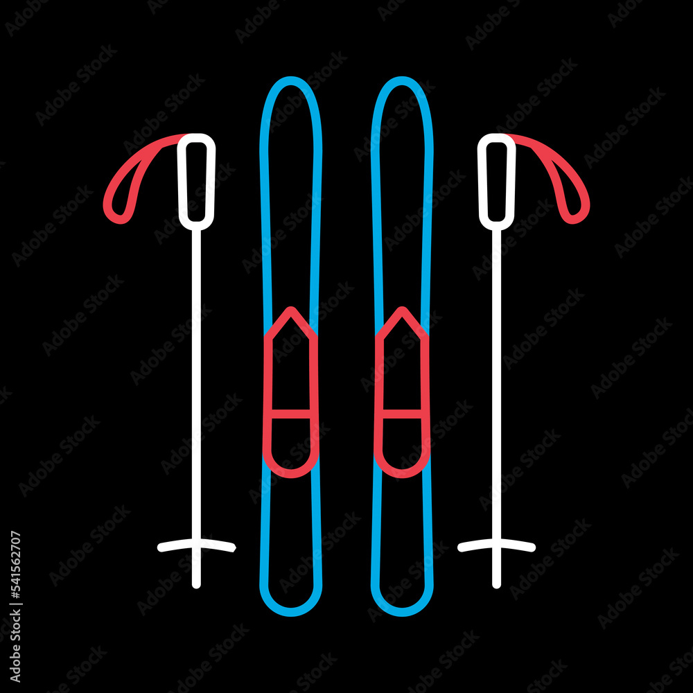 Ski and sticks vector icon. Winter sign Ski and sticks vector icon. Winter sign