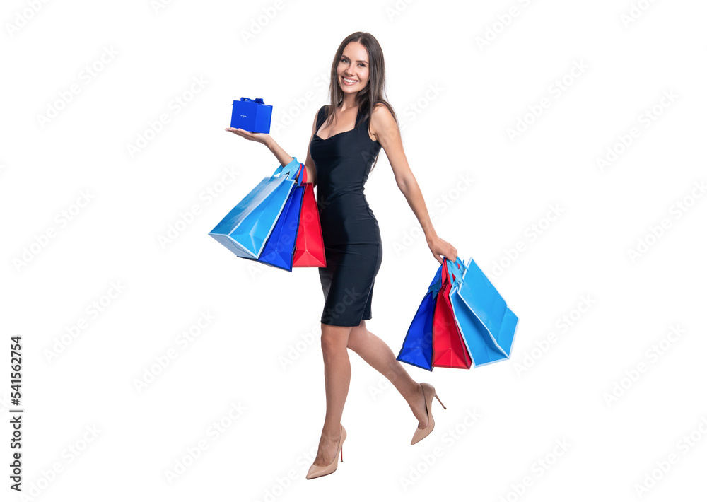 woman shopaholic for shopping. shopaholic woman and shopping sale. full length.