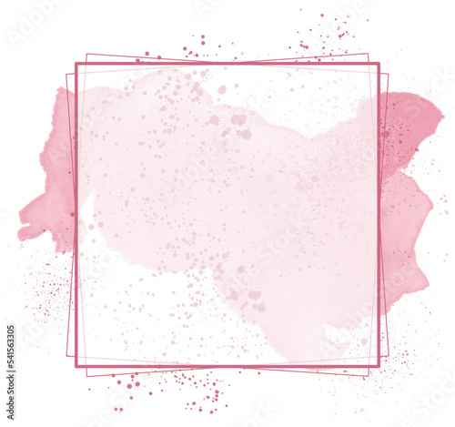 Abstrakcyjna kwadratowa ramka w kolorze pastelowy pomarańczowy. Plama pod kwadratową ramą. Tło dla logo, baneru lub postu w mediach społecznościowych.