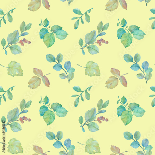 Seamless watercolor pattern of autumn leaves. Abstract botanical background for design  print  wallpaper  wrapping paper.