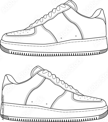 AIR FORCE Shoes With No Logo Mock-Up Template, Side View