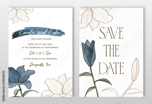 wedding invitation with lilies