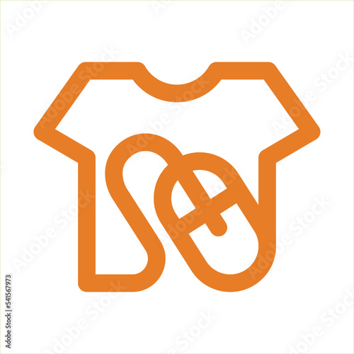 Online t-shirt maker concept icon. Visual illustration of a t-shirt with a computer mouse.