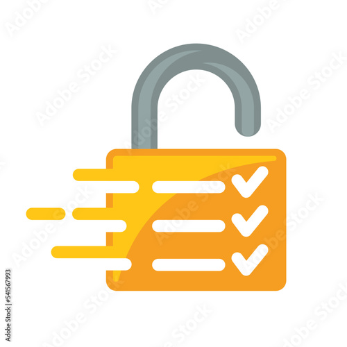 Illustration visual icon for successful unlock with quick question survey.