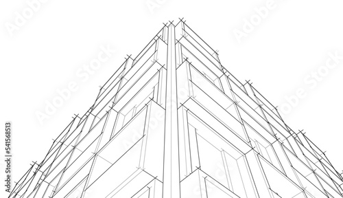 Modern architecture building 3d illustration