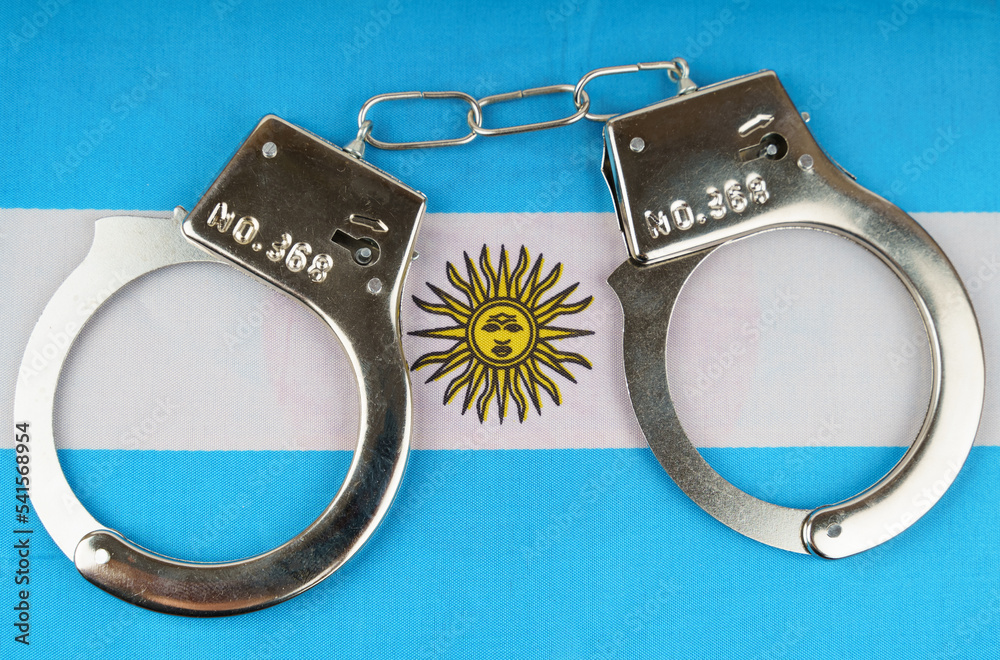 There are handcuffs on the flag of Argentina. There are handcuffs on the flag of Argentina.