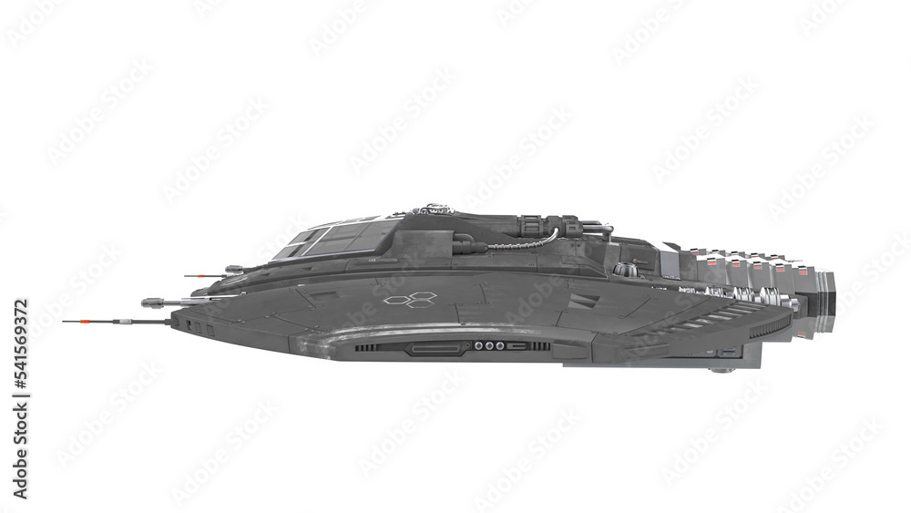 alien spaceship is passing by on side view alien spaceship is passing by on side view