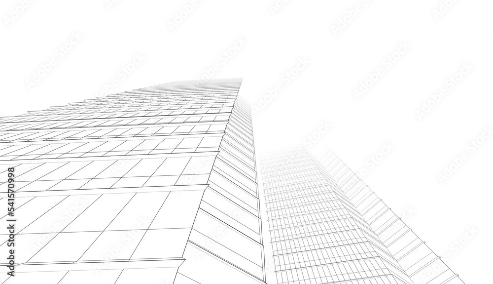 Modern architecture building 3d illustration