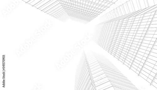Modern architecture building 3d illustration