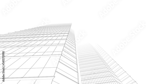 Modern architecture building 3d illustration