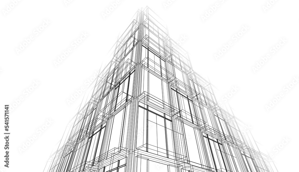 Modern architecture building 3d illustration