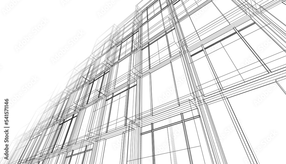 Fototapeta premium Modern architecture building 3d illustration