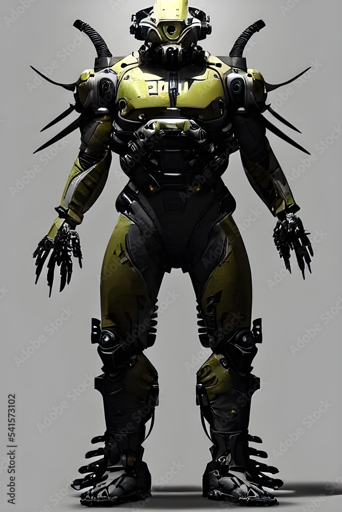 Alien Armored Cyborg robot android 3d illustration, 3d render Alien Armored Cyborg robot android 3d illustration, 3d render