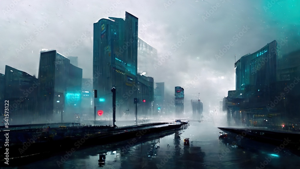 Premium Photo  City wallpaper dystopian futuristic cyberpunk city at night  3d rendering raster illustration