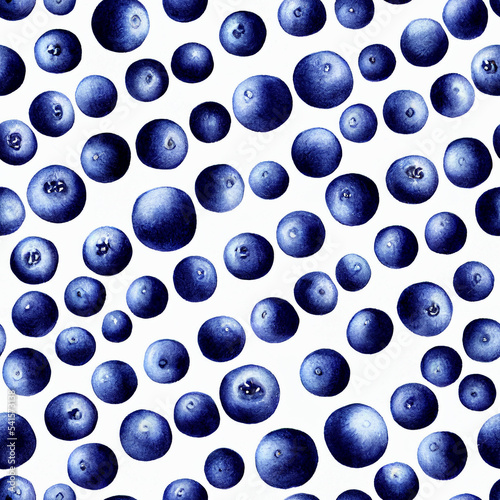 Blueberry fruit seamless background. Return repeat pattern. Vintage motif
