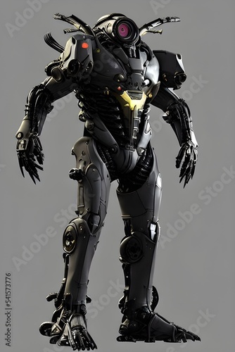 Alien Armored Cyborg robot android 3d illustration, 3d render