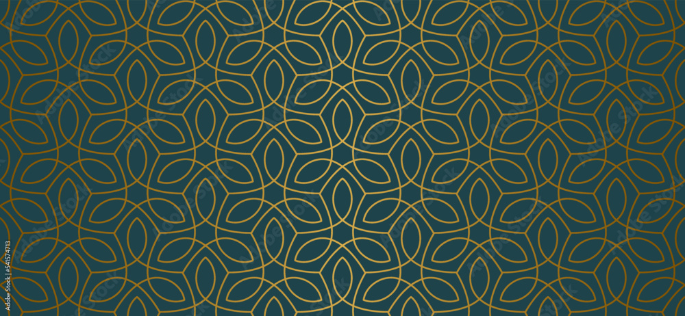 Fototapeta premium Luxury floral seamless pattern. Abstract geometric background in minimalistic linear style. Stylish vector design.