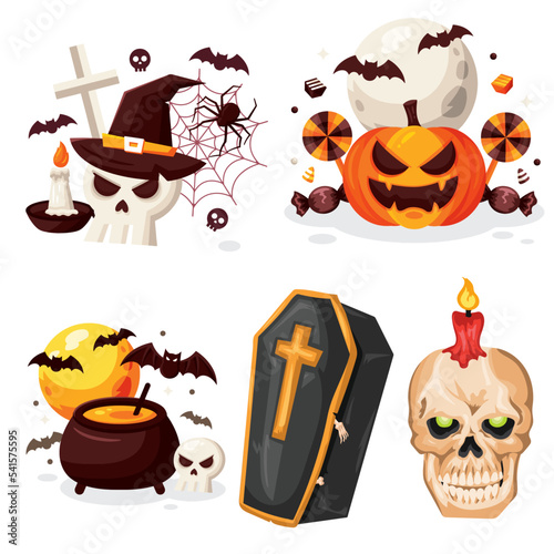 happy halloween set . Vector, eps