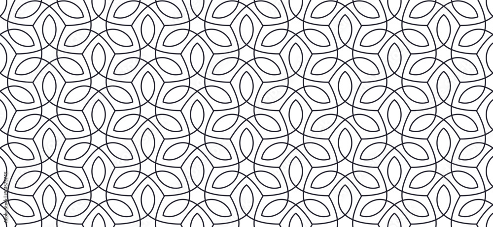 Luxury floral seamless pattern. Abstract geometric background in minimalistic linear style. Stylish vector design.