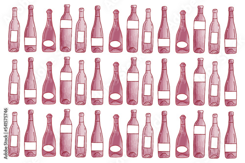 Sketch wine set. Wine bottles and barrel backgraund. Hand drawn vintage alcoholic beverages vector bottle and wine alcohol beverage illustration