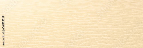 Close up on Beach Sand texture background for wallpaper and poster. Sandy beach. Side Top view. Long banner.