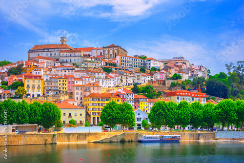View of cityscape of old town of Coimbra, Portugal