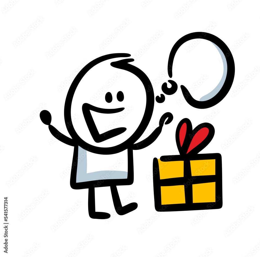 Funny little child found Christmas gift box with bow.