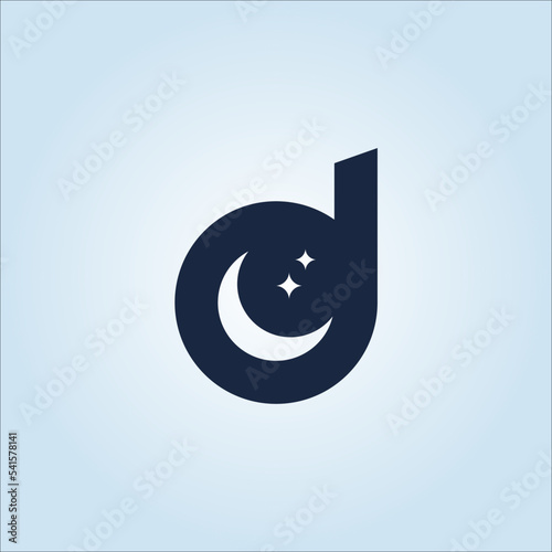 Dream logo design. Initials d and moon vector template