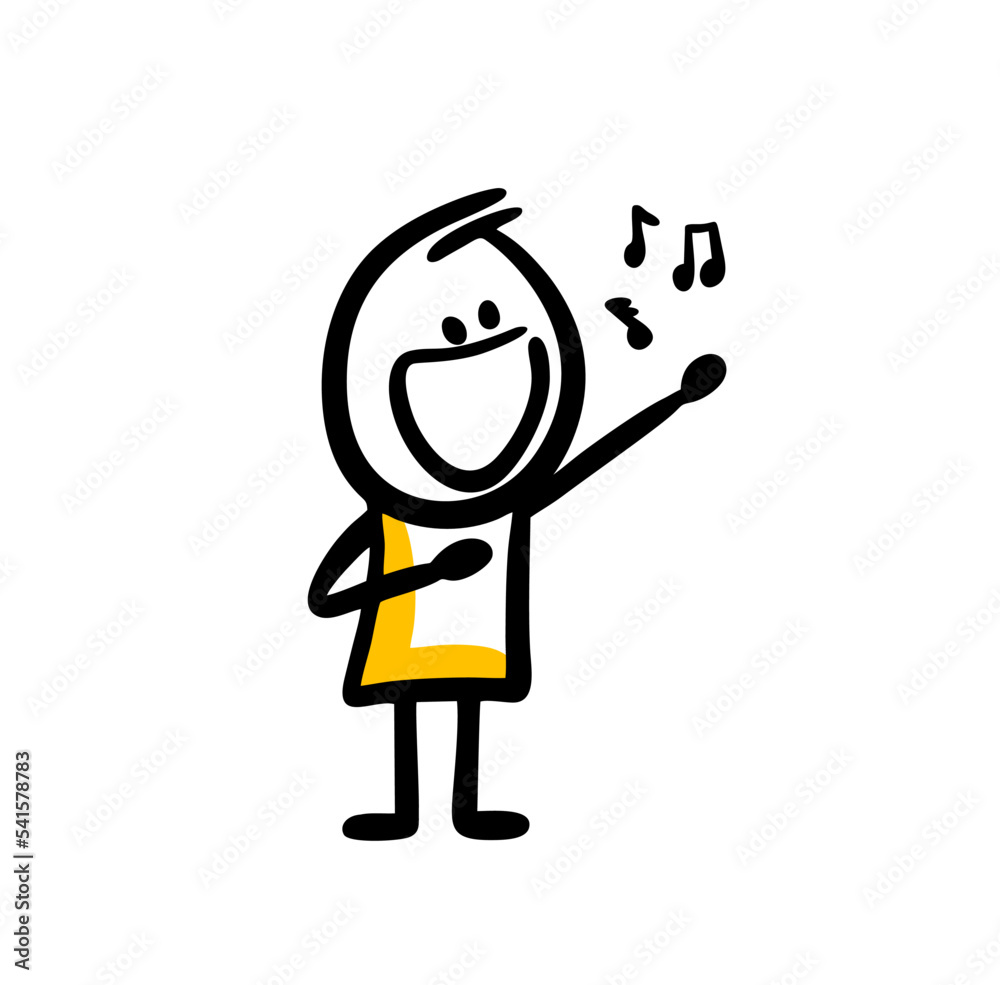 Cartoon male figure with open mouth singing loudly a song. Cartoon male figure with open mouth singing loudly a song.