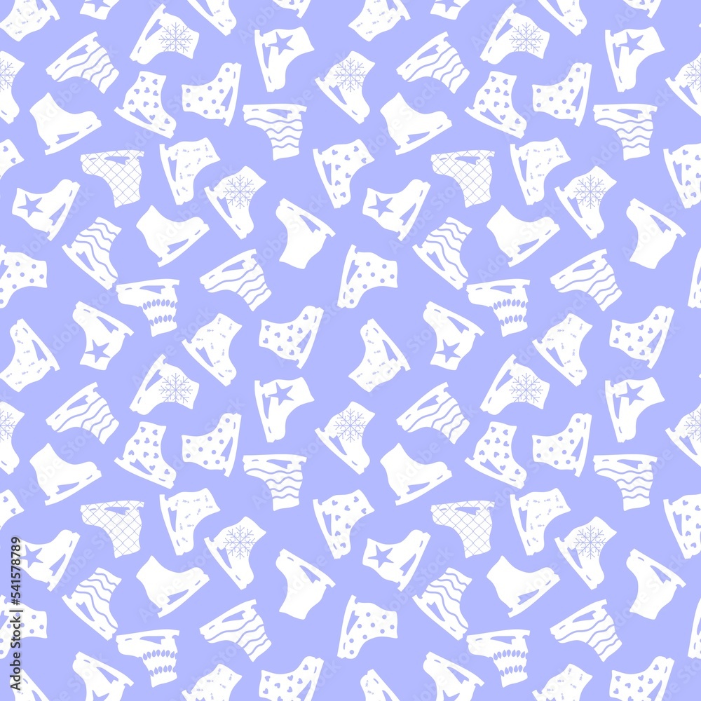Winter sports shoes seamless ice skates pattern for Christmas wrapping ...